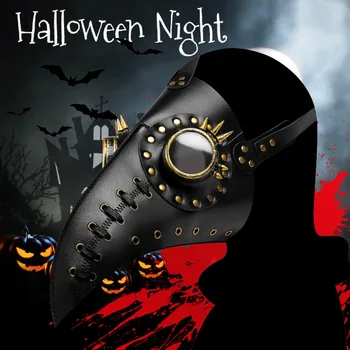 

Adult Medieval Steampunk Plague Doctor Mask PU Leather Halloween Event Mask Prop Carnival Birds Scary Horror Cosplay