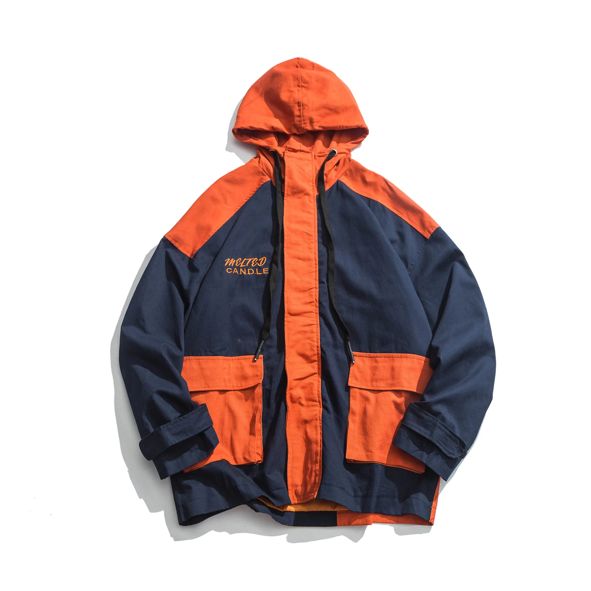 

City Where the Product 2019 Autumn New Style Hooded Mixed Colors Embroidered Tooling Jacket Men'S Wear