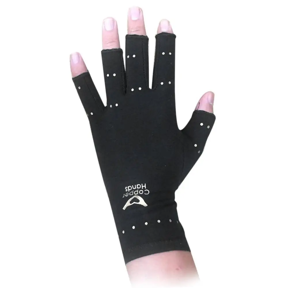 

Copper Fiber Gloves Anti Arthritis Copper Therapy Compression Pain Relief Half Finger Gloves Blood Circulation Health Care
