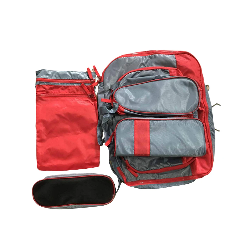 7 шт./компл. дорожная сумка для хранения Чемодан Органайзер комплект висит компрессионная упаковочная коробка для Костюмы нижнее бельё для девочек обувь - Цвет: Gray Red