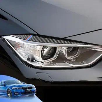 

Carbon Fiber Car Sticker Headlight Eyebrows Front Headlamp Eyebrows Eyelids Trim Strip for BMW F30 320i 325i 316i 3 series 1Pair