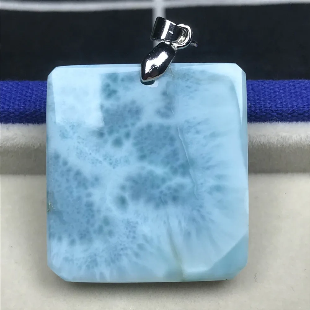 Подлинная натуральная синяя подвеска larimar для женщин 26 мм Квадратные бусины домика кристально чистый драгоценный камень Модный кулон, ювелирные изделия AAAAA