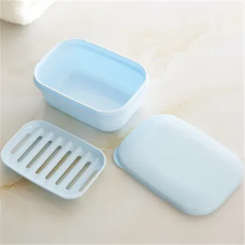 

Portable Durable Soap Box With Drain Low Lid Soap Dish Household Travel Multifunction Soap Storage Boxes Gadget Slip-proof Soap