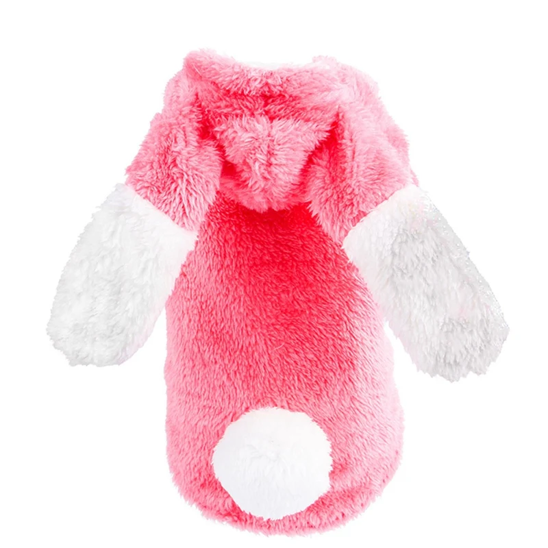 Pink Новое поступление, одежда для домашних любимцев собак кошек, Коралловое бархатное пальто с капюшоном, милый костюм кролика для косплея, теплое зимнее пальто - Цвет: Pink