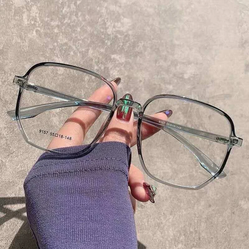 Elbru Anti Blue Light Finished Myopia Glasses Men Women Big Frame Transparent Shortsighted Eyewear Diopters 0-1.0-1.5-2.0 To-6.0 6