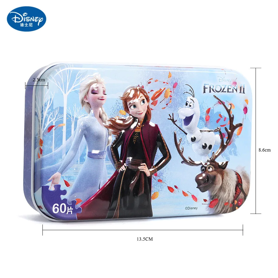 Дисней 60 PcsPrincess Замороженные 2 игрушки деревянная коробка головоломка Раннее Образование Дети Нижняя коробка головоломки игрушки в подарок на день рождения Детские игрушки
