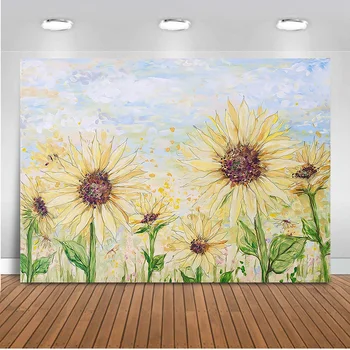 

Photography backdrop newborn baby shower sunflower background for photo booth studio children portrait phot shoot photographic