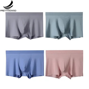 

Prettywowgo New Arrival 2020 Solid Color Plus Size Comfortable Seamless Nylon Mens Boxers L XXL XXXL 4XL AN01