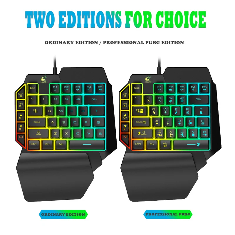  Mini Gaming Keyboard 39 Keys Mobile Tablet One-handed Wired Game Keypad for LOL PUBG CF Game Colorf