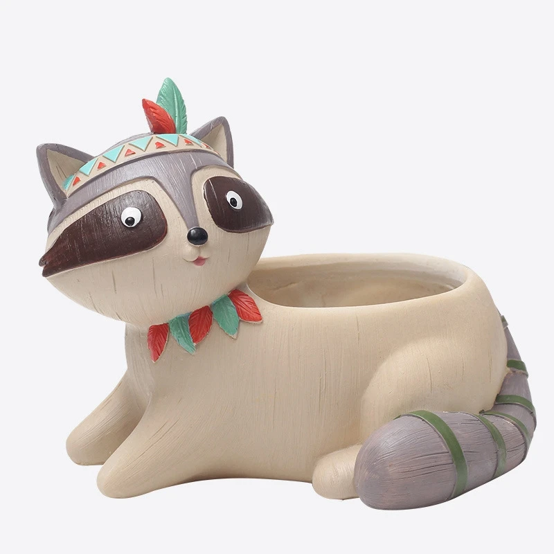 Милый мультфильм Животные цветочный горшок Смола суккулент растение ваза лиса