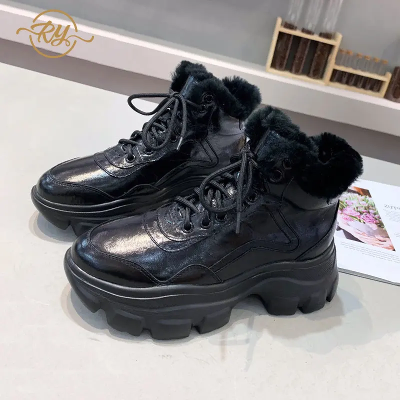 

RY-RELAA womens sneakers 2018 fashion Genuine Leather women designer sneakers women INS women casual shoes Winter cashmere shoes