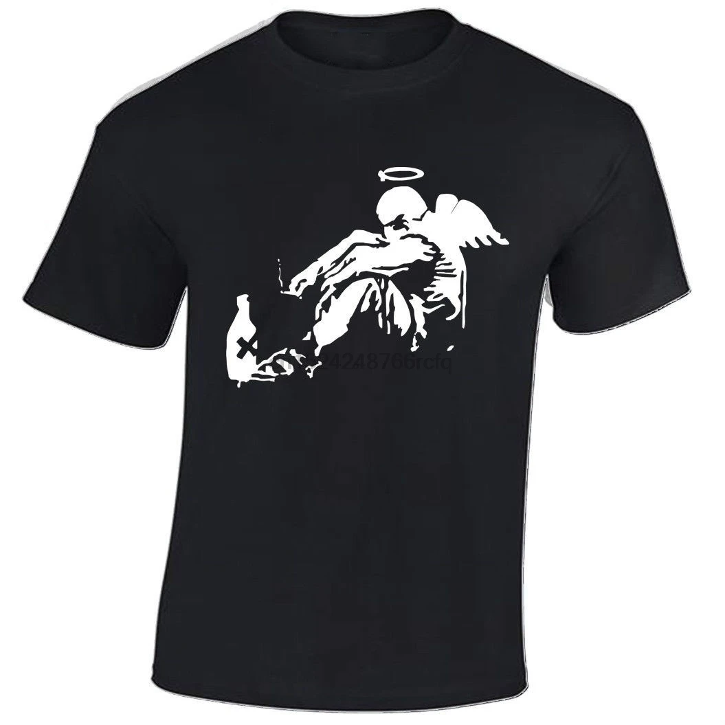 Футболка Bansky Drunken Angel Uomo Tumblr Street Art Instagram Maglia Cool Hipster | Мужская одежда