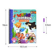 Kids Crafts Toys Creation and Coloring Drawing Book Portable Erasable Blackboard Reusable  8 page Writing Board with 6 water chalk