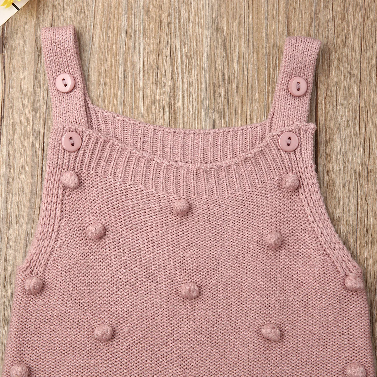 CYSINCOS/0 до 18 месяцев, детские вязаные комбинезоны, комбинезон без рукавов с маленькими шариками для новорожденных мальчиков и девочек, цельнокроеная одежда Зимний комбинезон