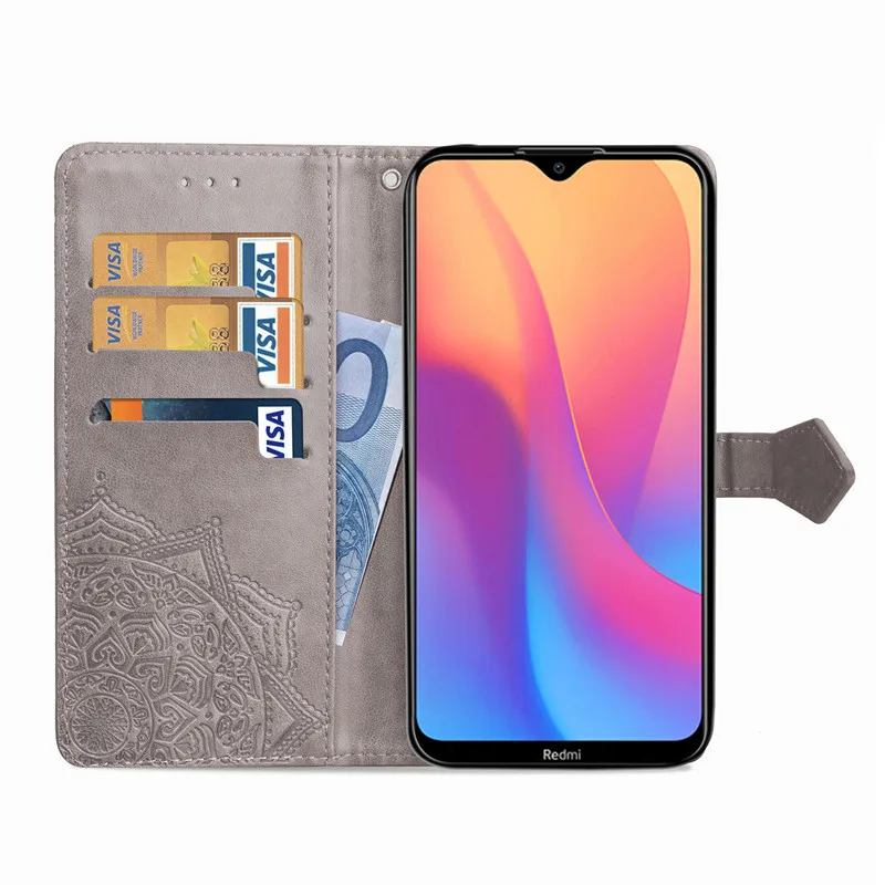 Чехол-бумажник из искусственной кожи для Xiaomi mi, красный, mi 8, 8A, Note 8, Pro, 7, 7A, Note 7, флип-чехол, тисненая мандала, чехол для мобильного телефона