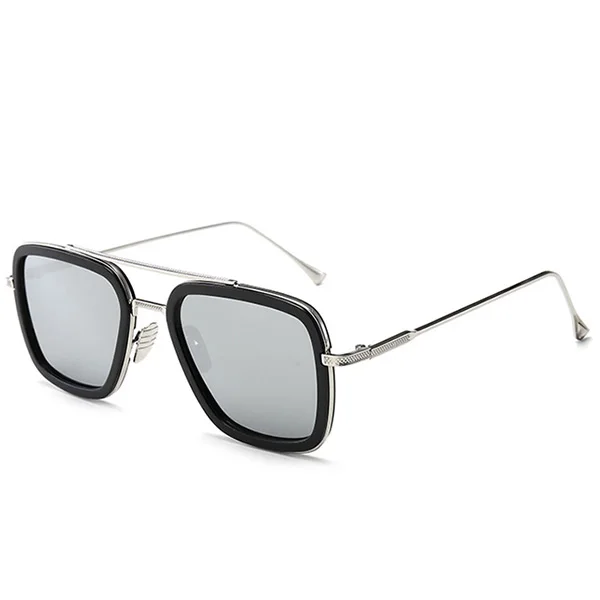 Silver Frame Silver HGE-H Мстители 3 железные мужские солнцезащитные очки мужские модные квадратные Tony Stark очки Человек-паук Edith солнцезащитные очки унисекс тени KD40 - Цвет линз: Silver Frame Silver