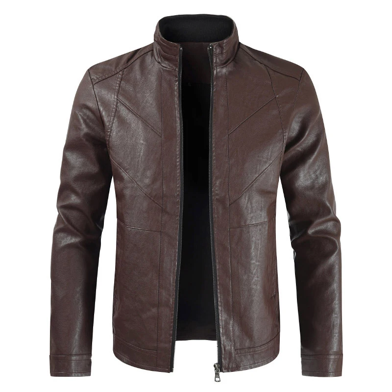 2019Men Autumn Fashion Casual Motorcycle PU Leather Jacket Coat Men Faux Leather Jaqueta De Couro Masculina Leather Coat Jacket