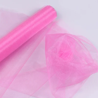 Deep pink 48 см x 5 м/10 м/15 м органза Кристальный Тюль Детская ванна Снежная пряжа для свадьбы Рождество День рождения DIY вечерние украшение арки - Цвет: Deep pink