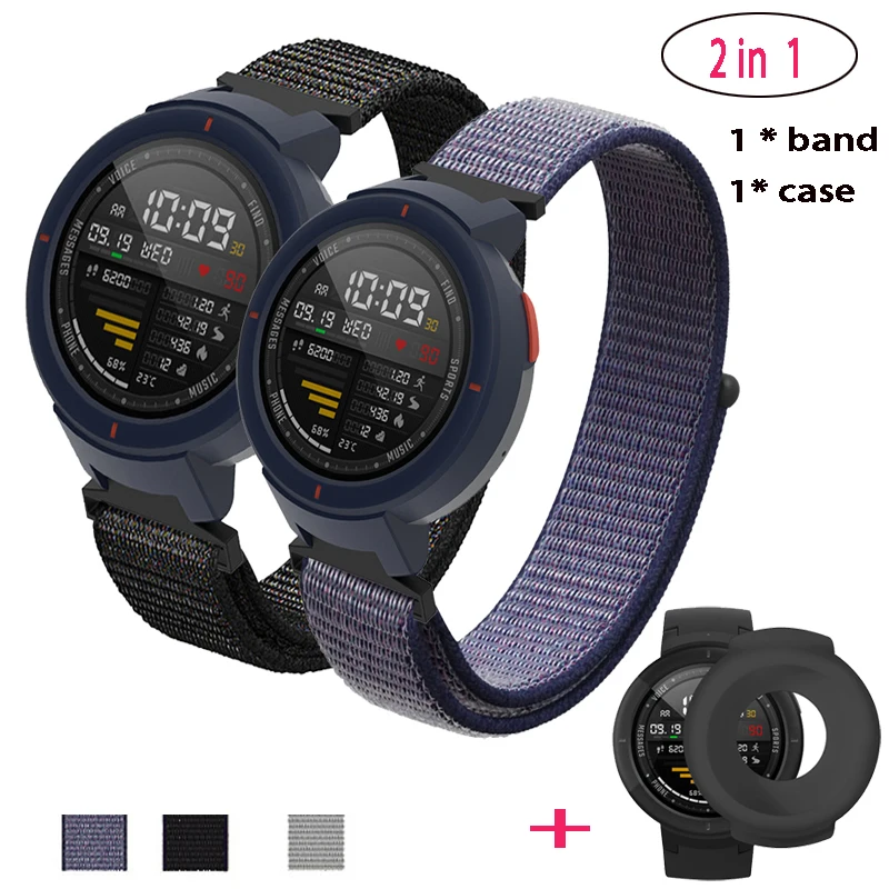 Для Amazfit Verge 3 нейлоновый ремешок браслет+ Защитные чехлы Чехол для Xiaomi Huami Amazfit Смарт часы 3