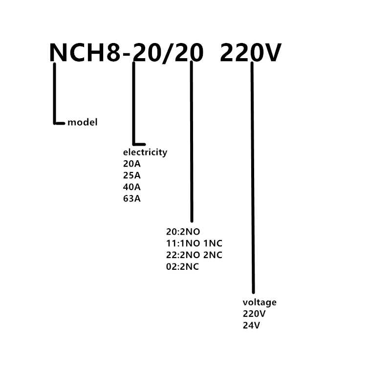 CHNT CHINT NCH8-20 модульная переменного тока casa Contator 220 v 230 v переменного тока 50 Гц/20A 1NO 1NC 2NO 2NC