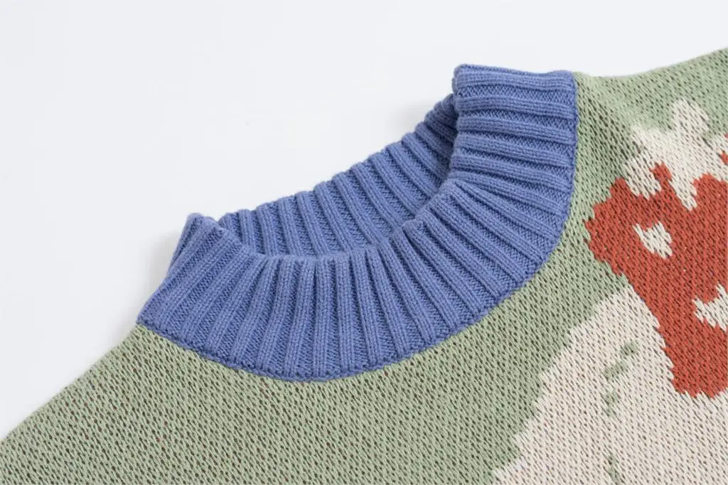 Winter Preppy Style Childlike Jacquard Pullover Knit Sweater Women's Loose Autumn New Fashion O-neck Warm Thick Sweater