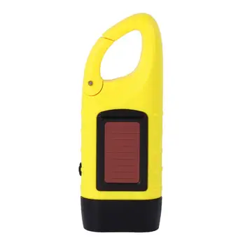 

Solar Rechargeable Flashlight Portable Wind Up Torch Light Emergency Flashlight Lamp For Outdoor Camping Mountaineering (Yellow)