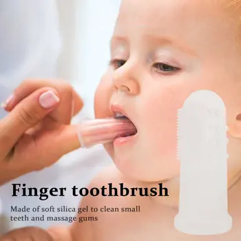 

Fashion Oral Health Care Baby Kid Soft Silicone Finger Toothbrush & Gum Massager Brush Clean Teeth Baby Oral Care