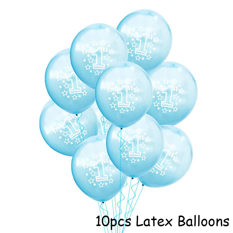 10pcs Balloons Set 1 год, воздушные шары на день рождения для малышей, украшения на день рождения, для детей 1 год, на день рождения, на 1 год, для мальчиков, Детские воздушные шары, вечерние принадлежности - Цвет: 10pcs Balloons Set