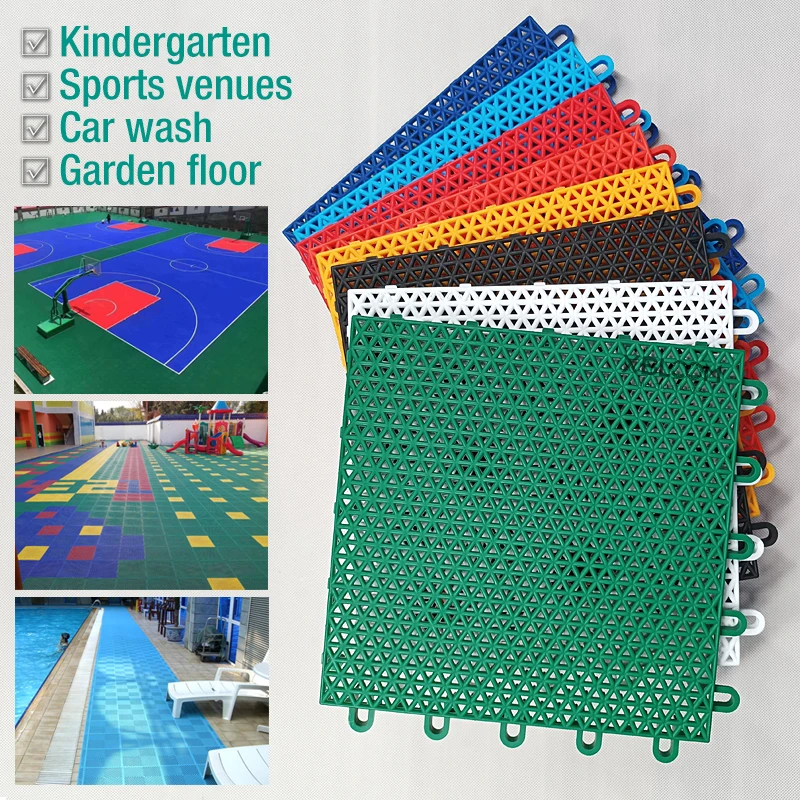 Bathroom splicing mats grid waterproof suspension kindergarten sports floor car wash balcony garden swimming pool plastic tile plastic floor tile