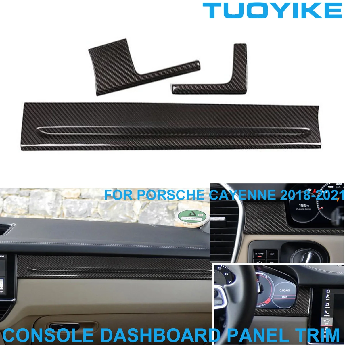 

LHD Car Styling Real Dry Carbon Fiber Console Dashboard Passenger Decorative Panel Trim Sticker For Porsche Cayenne 2018-2021