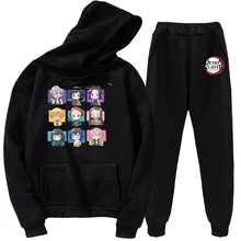 

New youth hoodie sweatshirt Top and pants Demon Slayer Collection Album Hoodie For Women Lyrics Sweater Girls Kawaii Harajuku Tr