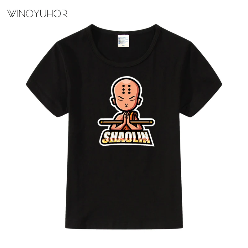 

New Chinese Style Baby Boys T-Shirt China Shaolin Monk Kung Fu Culture Print Tshirt Kids Children Fashion Street T Shirt