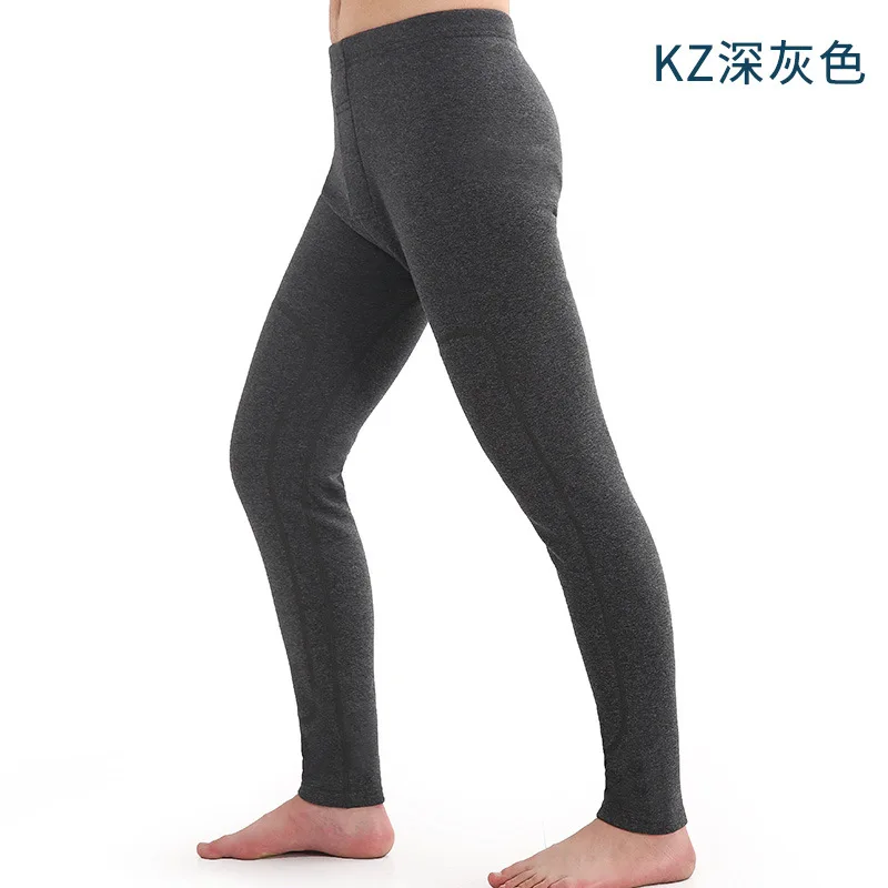 KZDark gray Зимние теплые брюки мужские однотонные теплые леггинсы мужские плюс бархатные толстые наколенники хлопок удобные Термобелье низ - Цвет: KZDark gray