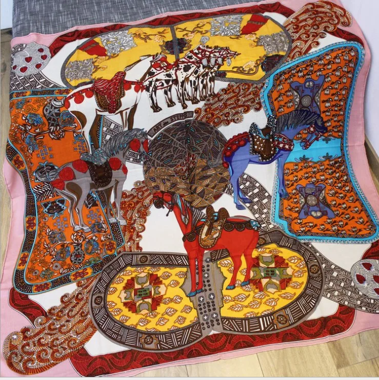 

OrangeScarf Women Silk Cashmere Blended Scarves Winter Shawls Wraps Female Handmade Hemming Brand Design 140*140cm