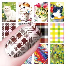 YZWLE 1 лист на выбор кошка Feacher решетки шаблон ногтей наклейки водяные наклейки для ногтей искусство переводные наклейки s для ногтей