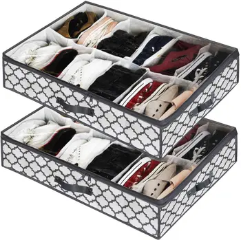 

2pcs Underbed Shoe Organizer Under bed shoe storage bag box fits 12 pairs shoes