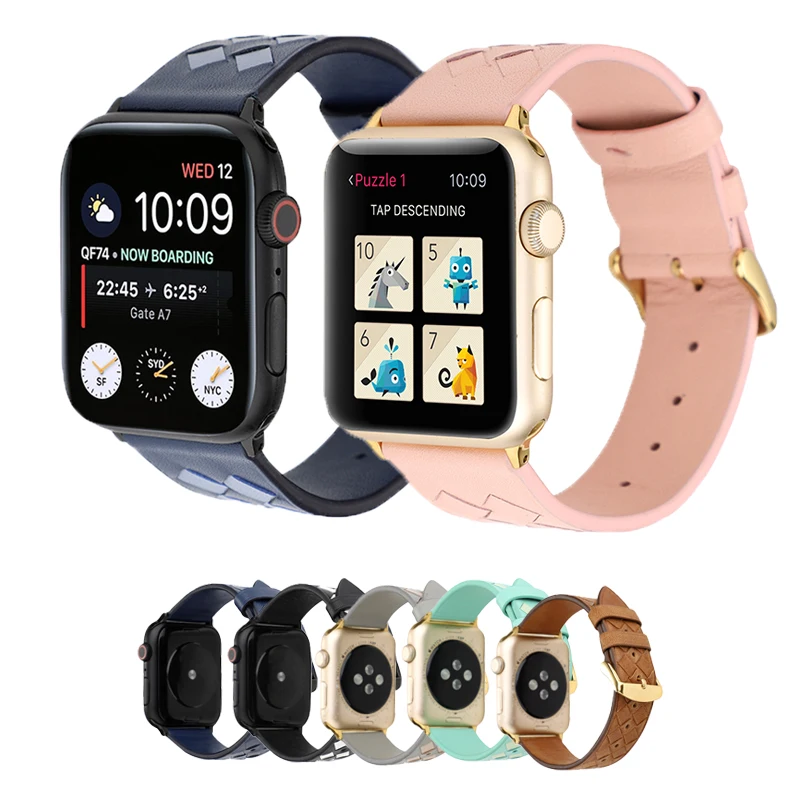 Кожаный тканый ремешок для Apple watch 5 44 мм 40 iWatch 42 38 умные аксессуары веревочный