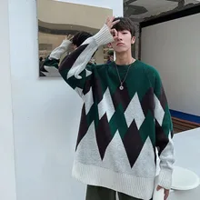 ^^Best Offers Winter Sweater Men's Warm Fashion Contrast Color O-neck Knit Pullover Men Streetwear Loose Casual Sweater Male Sweter Clothes ^^Best Offers Winter Sweater Men's Warm Fashion Contrast Color O-neck Knit Pullover Men Streetwear Loose Casual Sweater Male Sweter Clothes