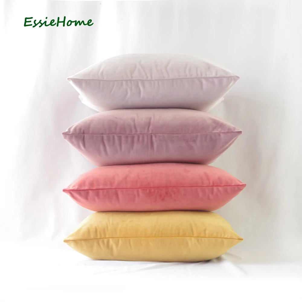 

ESSIE HOME 5 Color Available Soft Velvet Pillow Case Cushion Cover Coral Dusty Pink Blush Mint Blue Throw for Sofa