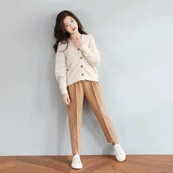 

New 2019 Autumn and Winter Girls Solid Casual Pants Baby Girls Elastic Waist Trousers Kids Fashion Design Loose Pants, #8090