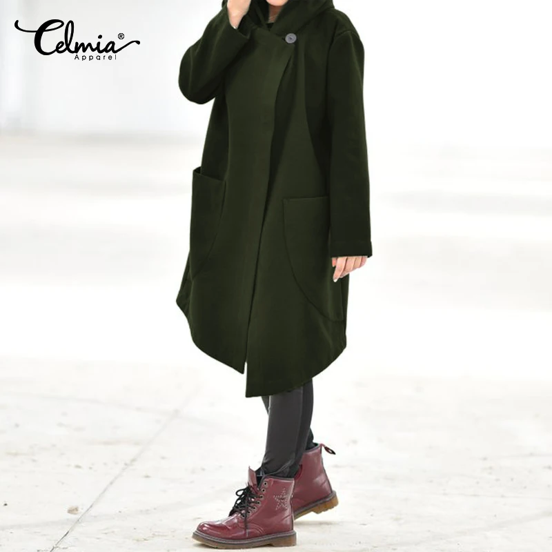 Promo  Women Coats Jackets Celmia 2019 Autumn Winter Hoodies Sweatshirts Long Hooded Tops Casual Loose Asy