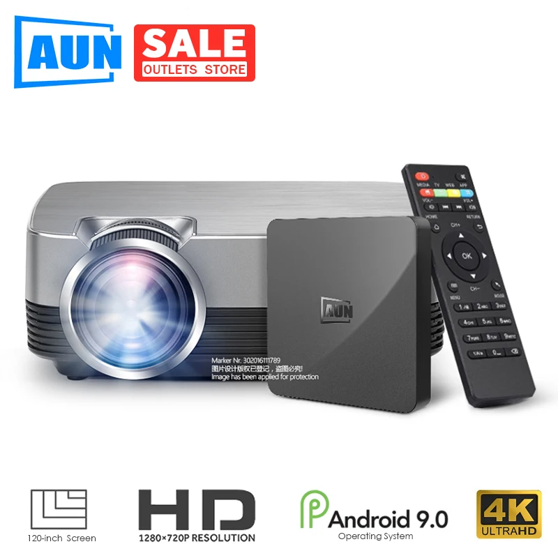 Wholesale Price 57xAi AUN MINI projecteur Q6s/Q6, projecteur vidéo 1280x720 P/800x480 p. Support de cinéma vidéo 3D Portable 1080P (ensemble d'exploitation Android 9.0 en option)