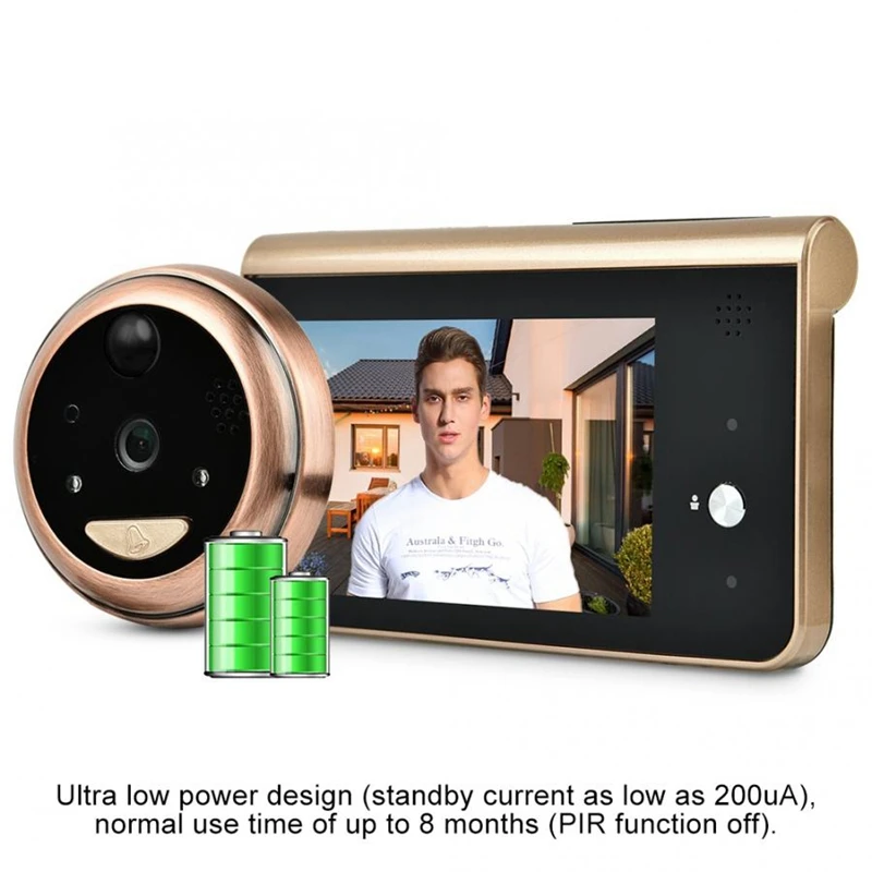 4,3 дюймовый монитор видео глазок беспроводная камера Wi-Fi для дверного звонка PIR Обнаружение движения беспроводной домофонный дверной