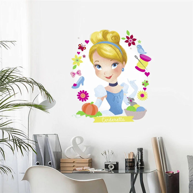 Rapunzel Snow White Cinderalle Belle Ariel Princess Wall Stickers For Kids Room Decoration Diy Cartoon Wall Art Decal Pvc Poster