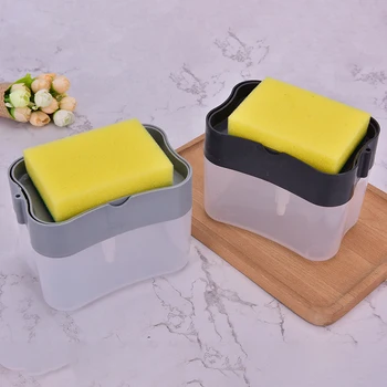 

2-in-1 Soap Pump Dispenser With Sponge Holder Liquid Dispenser Container Hand Press Soap Organizer Kitchen Cleaner Tools New