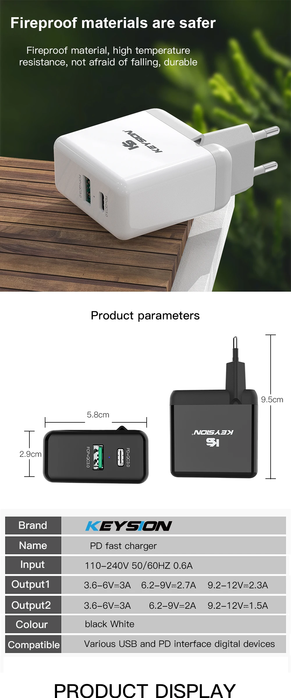 KEYSION 2 порта USB C PD быстрое зарядное устройство для IPhone 11 Pro Max XR XS 36 Вт Быстрая зарядка 3,0 настенный USB адаптер зарядное устройство для samsung Xiaomi
