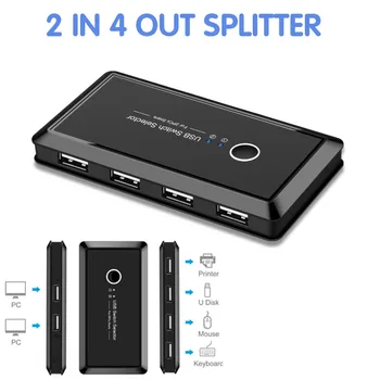 

2020 New KVM Switch 2 In 4 Out Printer Splitter Switcher Splitter Box For Sharing Printer Keyboard Mouse Splitter Fast Shipping