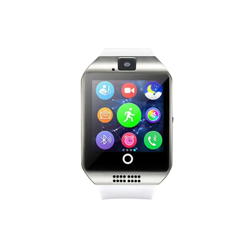 Белый Смарт-часы с камерой Q18 Bluetooth Smartwatch слот для sim-карты фитнес-трекер спортивные часы для Android - Цвет: Белый
