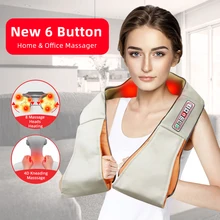 U-образный Электрический роликовый массажер для шеи для спины, шеи, плеч, тела, заботы о здоровье, расслабление, инфракрасная массажная подушка с подогревом