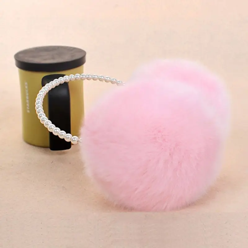 Women Girls Winter Fluffy Plush Earmuffs Imitation Pearl Beaded Headband Thicken Ear Warmer Princess Kids Party Styling Headwear